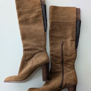 Brown Suede Knee-High Boots